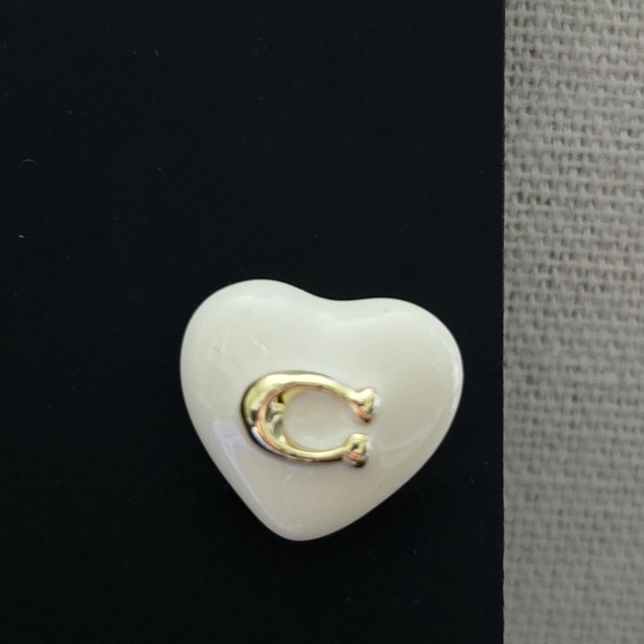 Coach Signature Enamel Heart Stud Earrings - Picture 2 of 7